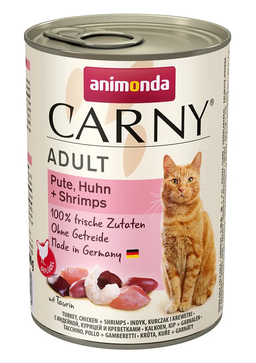 Animonda Carny Adult Turkey, Chicken & Shrimps, Kissan märkäruoka, 400 g – Animonda