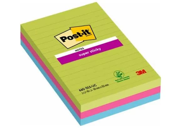 Post-it SS-Notes 102x152 lined ass. neon (3) – 3M