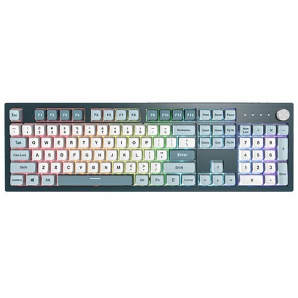 MONTECH Freedom MK105FR-NOR -mekaaninen ergonominen pelinäppäimistö, Gateron G Pro 2.0 Red, sininen/valkoinen