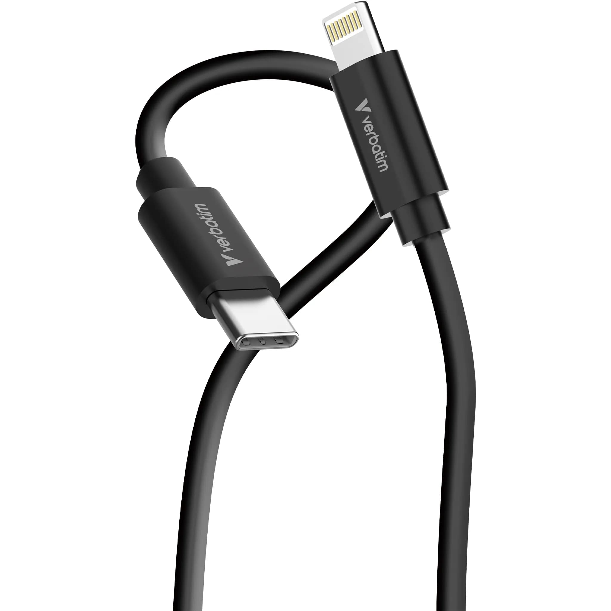 Verbatim Essentials USB-C – Lightning -kaapeli, 1 m, musta ja valkoinen, 2 kpl