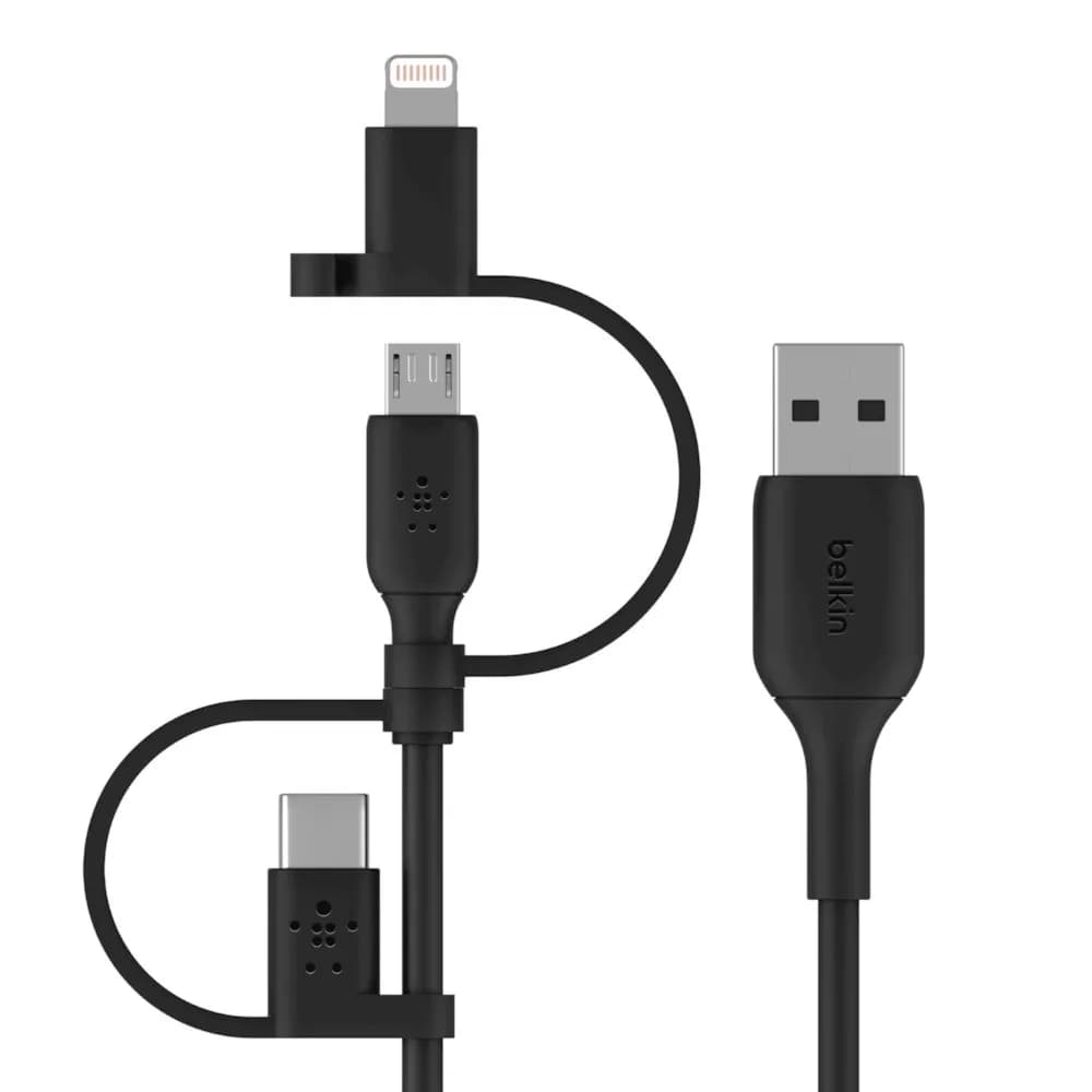 Belkin BoostCharge USB-A – USB-C/Micro USB/Lightning -kaapeli, 1 m, musta