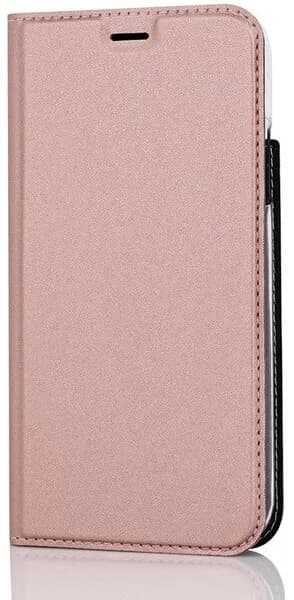 Wave Book Case ruusukultainen suojakotelo Realme 8 Pro, Realme 8 puhelimelle. Magneettisulkuinen kansi, korttipaikat RFID suojauksella ja läpinäkyvä m