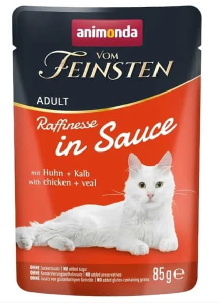 Animonda Vom Feinsten Raffinesse in Sauce with Chicken + Veal, Kissan märkäruoka, Adult, 85 g – Animonda