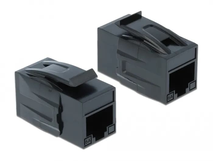 Delock Keystone Module RJ45 jack > RJ45 jack Cat.6A UTP black – De-Lock