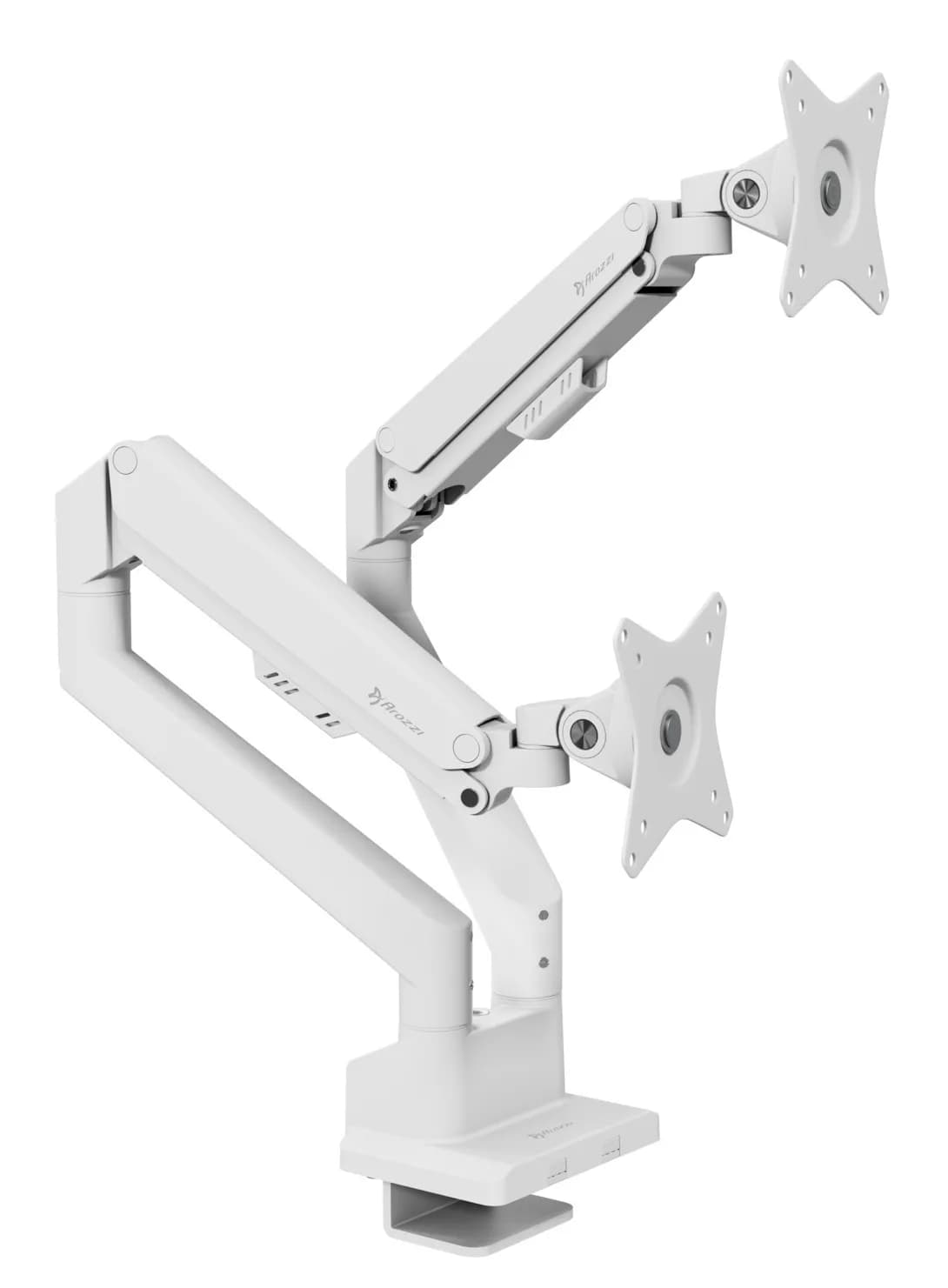 Arozzi Alzare Neo Duo -monitorivarsi kahdelle näytölle 17-34", kaasujousella, 9 kg, valkoinen – AROZZI