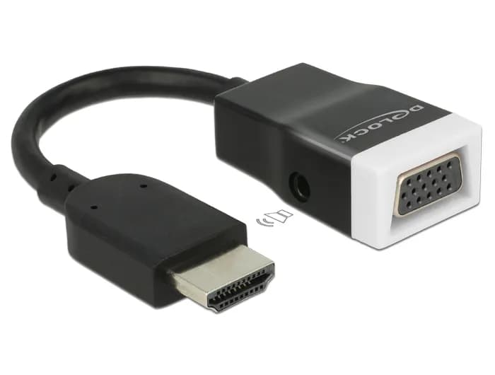 De-Lock  VGA – VGA + 3.5mm -adapteri, Musta/Valkoinen