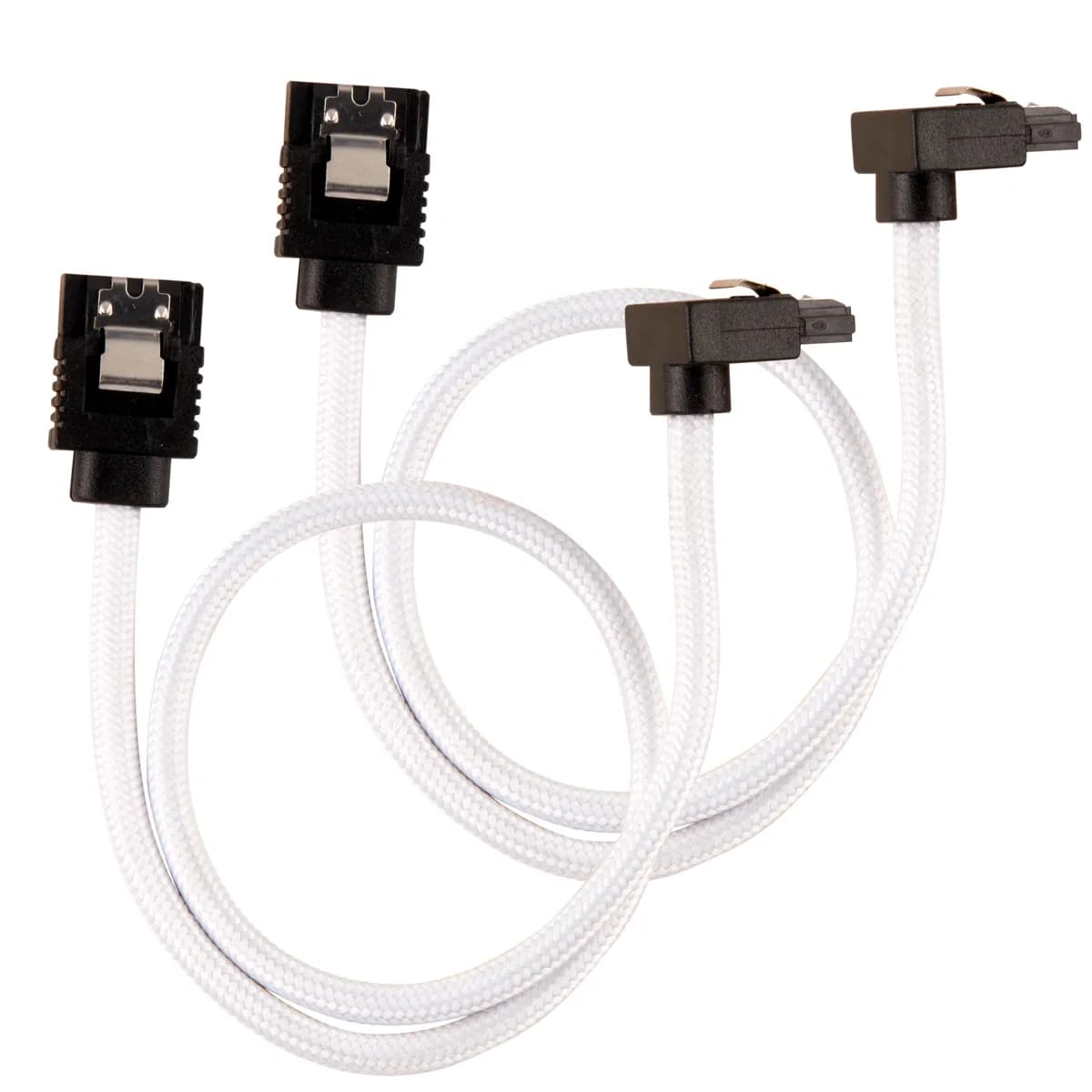 CORSAIR Premium Sleeved SATA Data Cable Set with 90degree Connectors White 30cm – Corsair