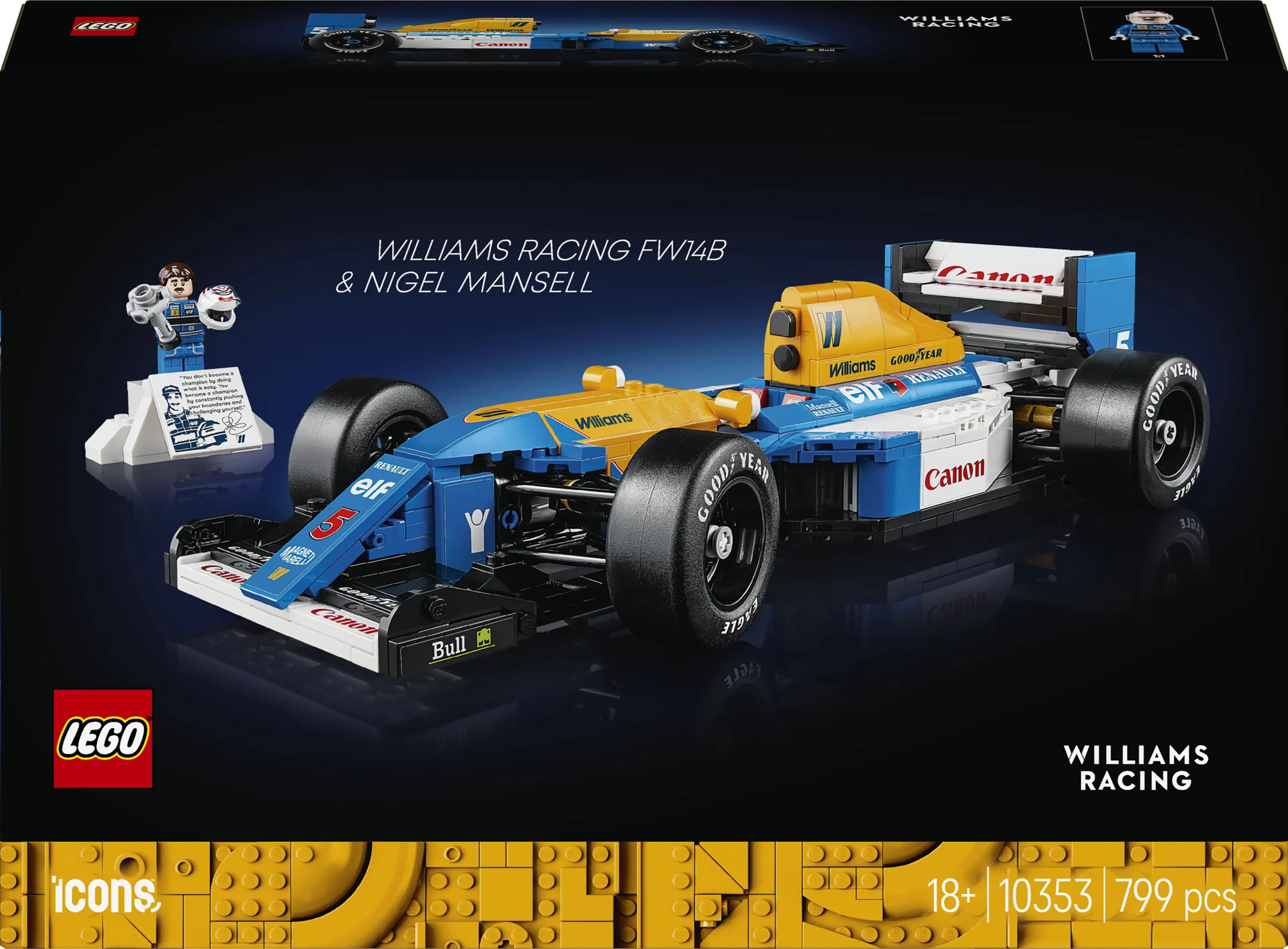 LEGO Icons Williams Racing FW14B ja Nigel Mansell 10353