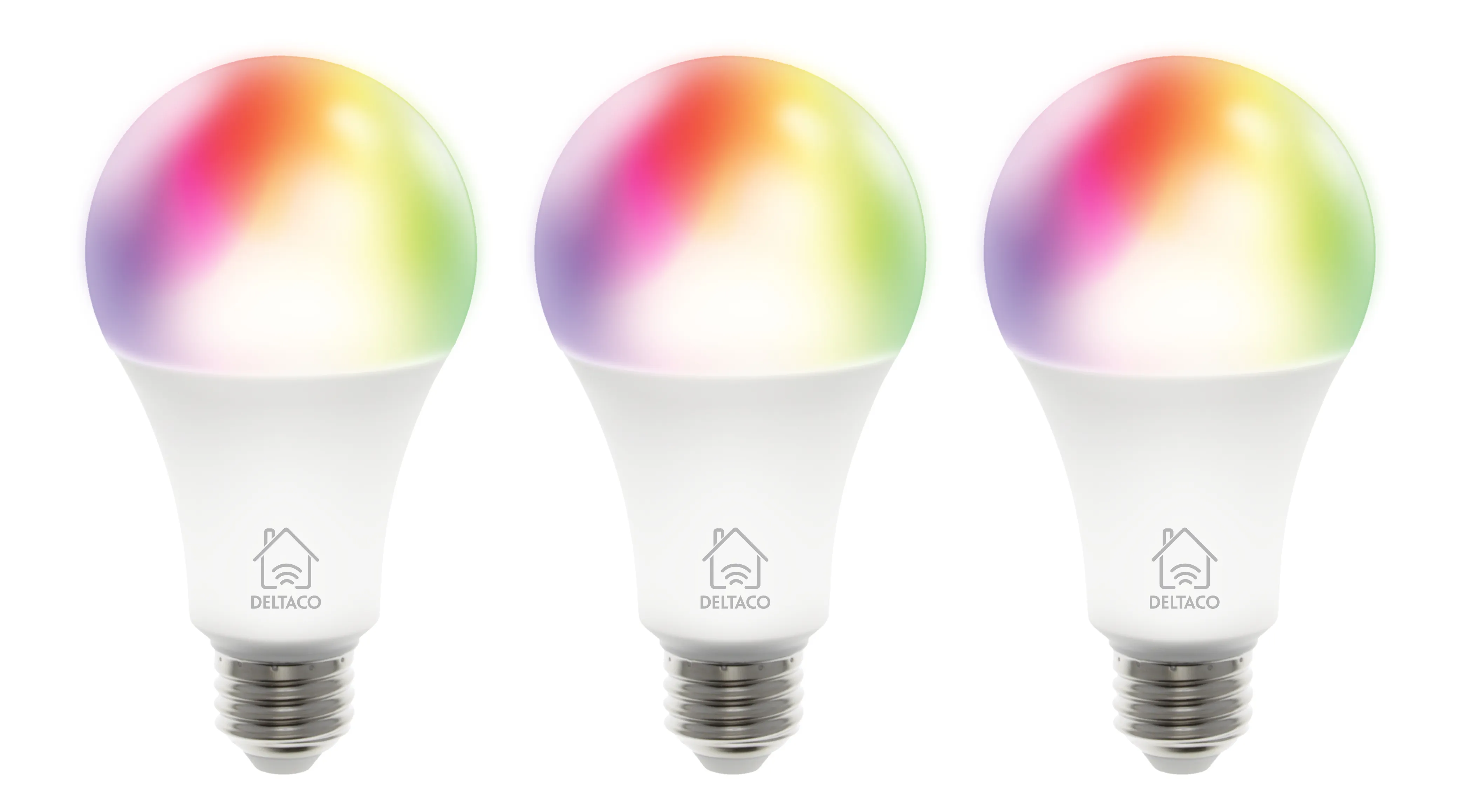 Deltaco Smart Home SH-LE27RGB-3P -älylamppu, E27, RGB, 9W, Wi-Fi, 3-pack – Deltaco