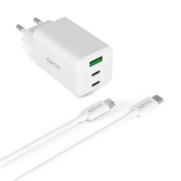 Epico UltraBoost GaN 65W Wall Charger EA65 with 1.2m USB-C Cable - white – EPICO
