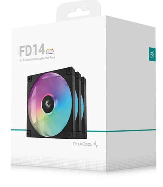 DeepCool FD14 PWM ARGB -tuuletinsarja, hydraulinen laakeri, 140 mm, 3 kpl, musta