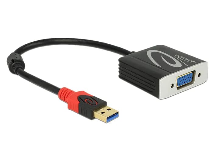De-Lock  USB – VGA -adapteri, Musta