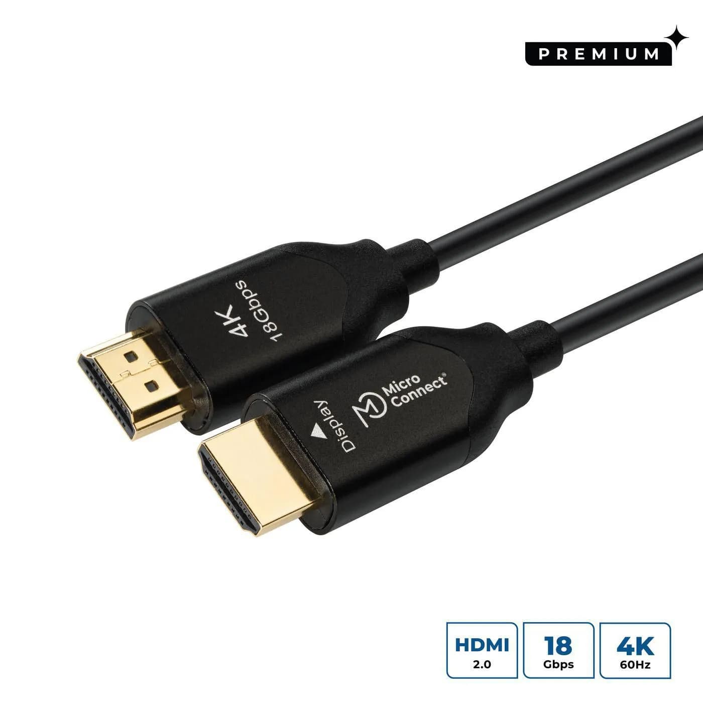 MicroConnect Aktiivinen HDMI 2.0 -kaapeli, jossa Ethernet, 25 m, musta