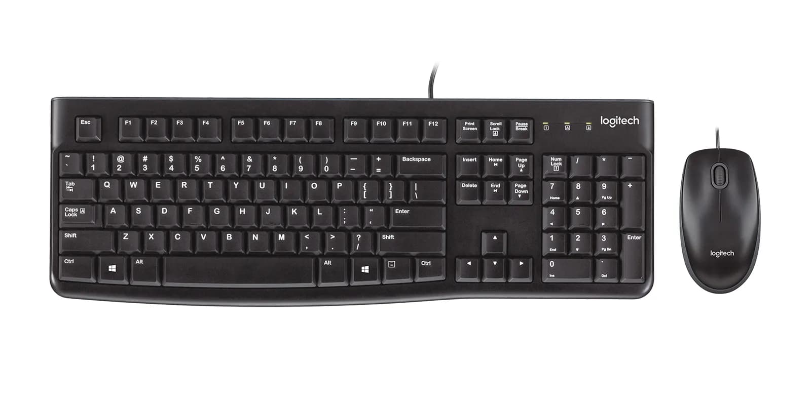 Logitech Desktop MK120 -ergonominen näppäimistö ja hiiri, musta – Logitech
