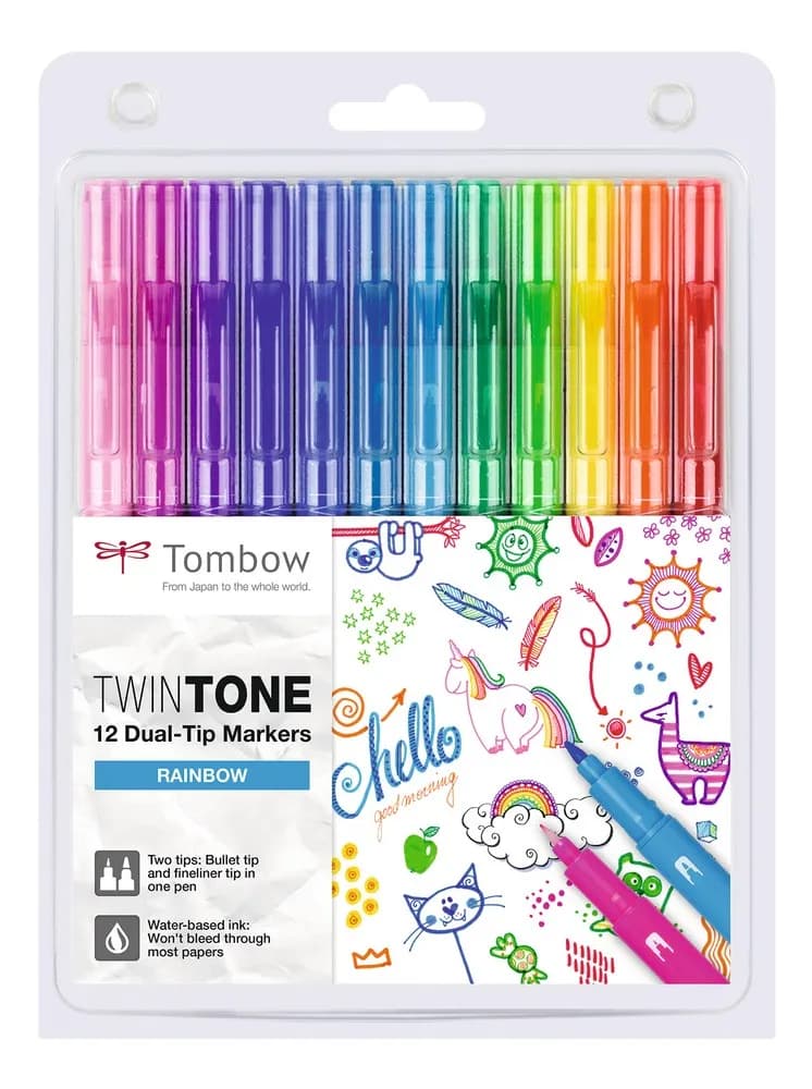 Marker Tombow TwinTone Rainbow 0,3/0,8 (12) – TOMBOW