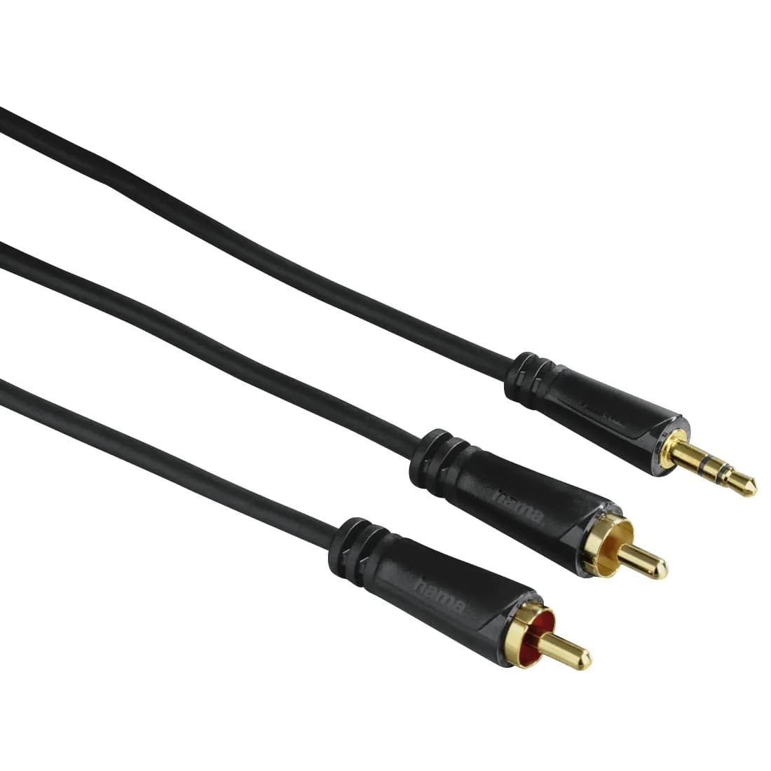 Hama 3,5 mm – 2x RCA kullattu -audiokaapeli, 1,5 m, musta
