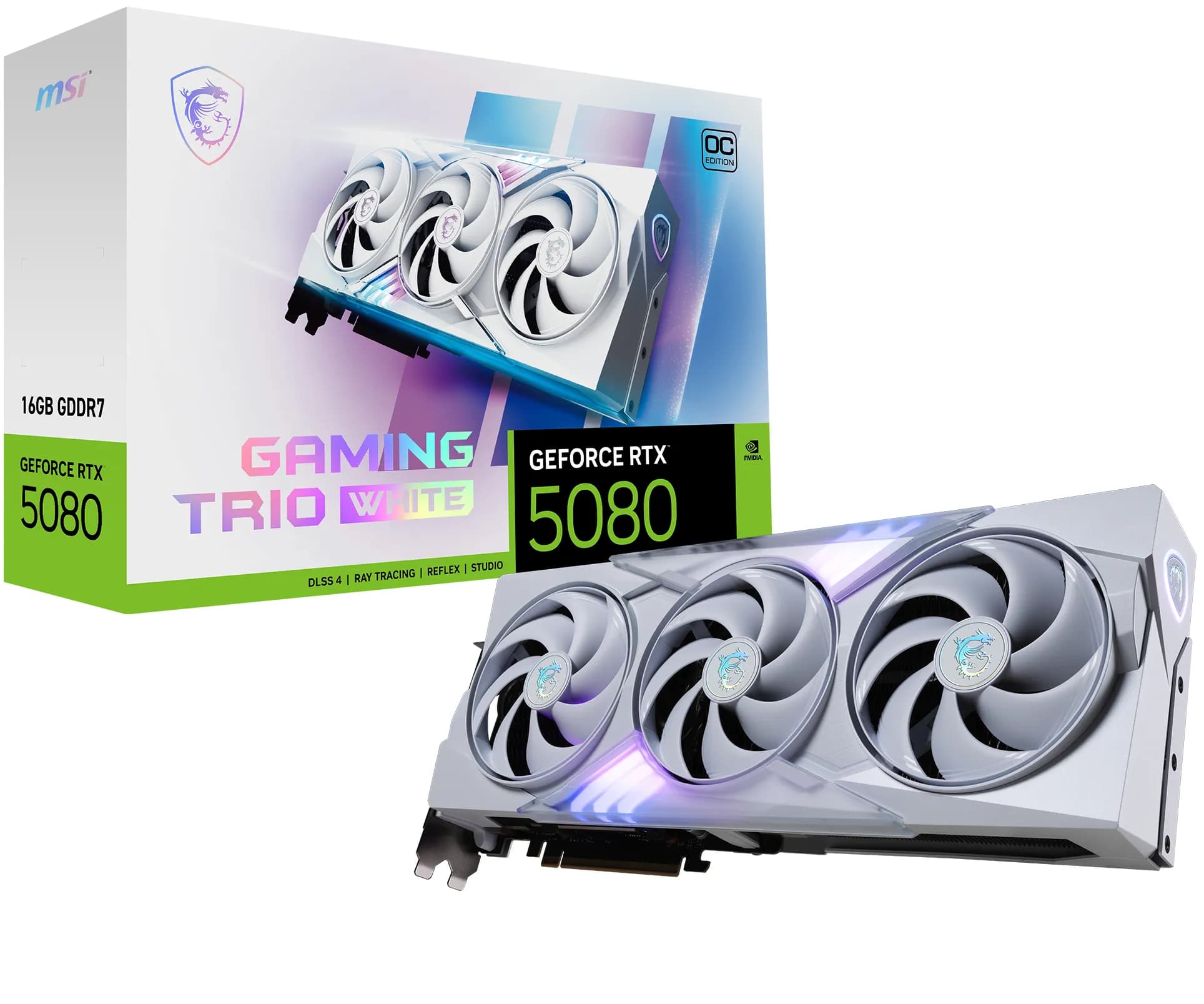 MSI GeForce RTX 5080 Gaming Trio White OC 16 Gt -näytönohjain – MSI