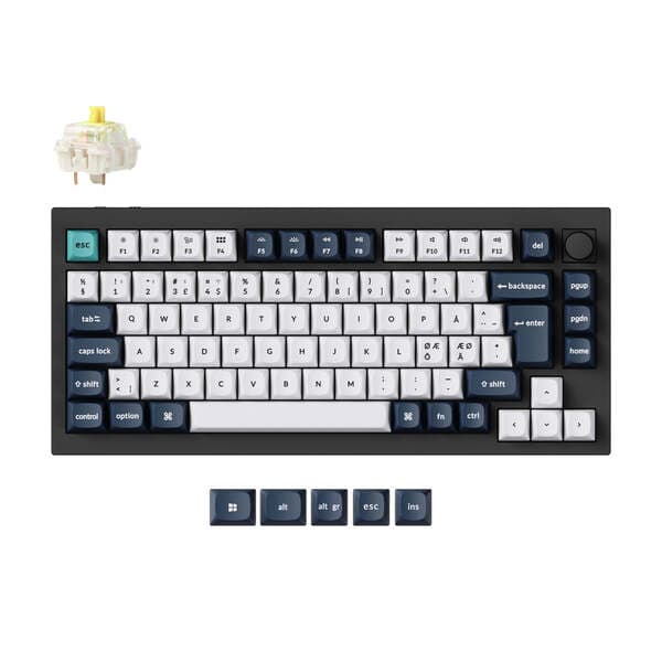 Keychron Q1 MAX 75% Knob -langaton mekaaninen näppäimistö, Gateron Jupiter Banana, musta – Keychron