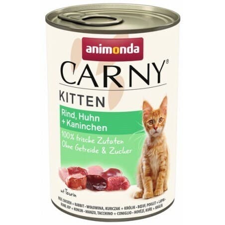 Animonda Carny Kitten Beef, Chicken & Rabbit, Kissan märkäruoka, Viljaton, 400 g – Animonda