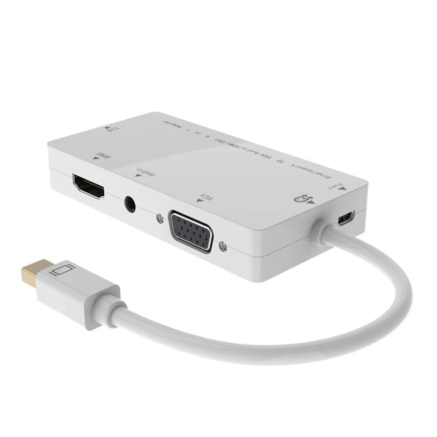 MicroConnect Mini DP to DVI/HDMI/VGA/Audio -adapteri, Valkoinen – Microconnect