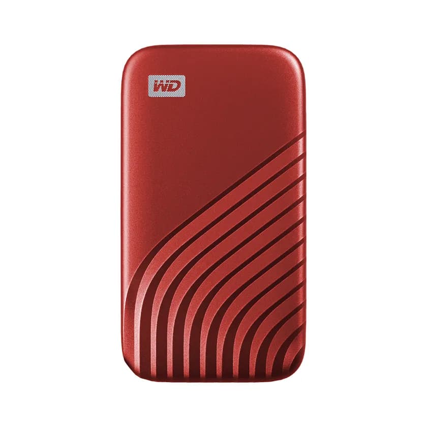 Western Digital My Passport SSD 2 Tt USB 3.2 Gen 2 (USB-C) -ulkoinen SSD, laitteistosalaus, salasanasuojaus, iskunkestävä, punainen