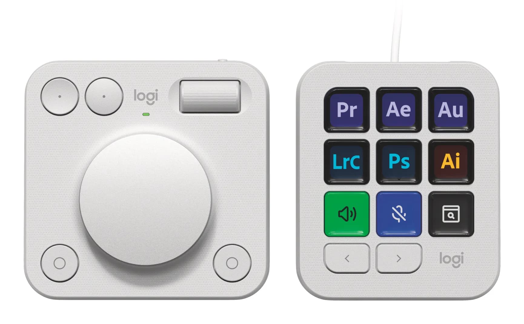 Logitech MX Creative Console -keypad, vaaleanharmaa