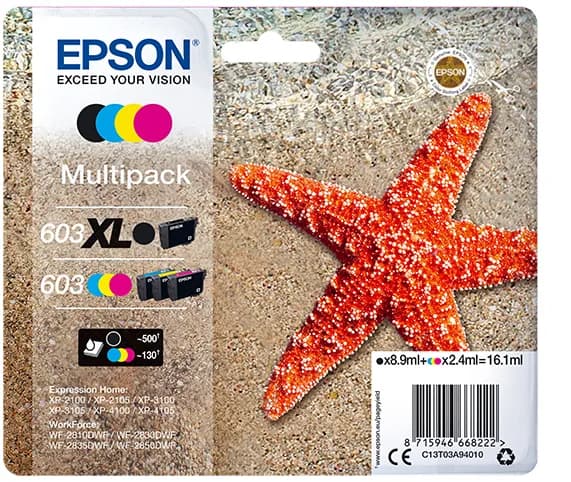 EPSON STARFISH MULTIPACK 4-COLOURS 603 XL BLACK/STD. CMY