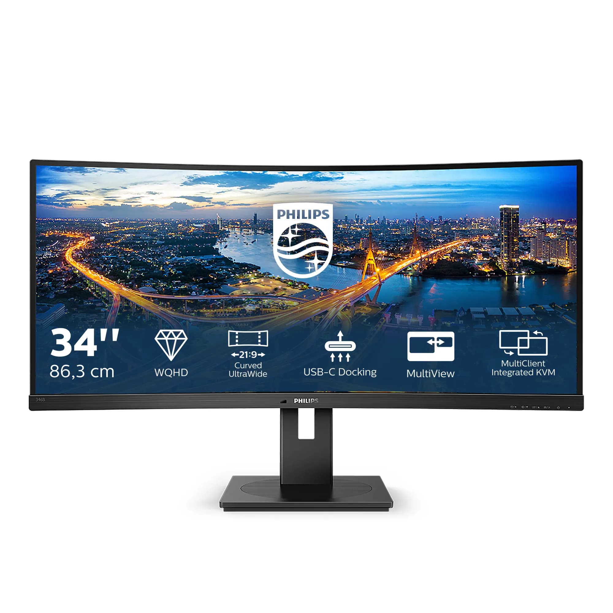 Philips B-Line 346B1C 34" UWQHD, VA -kaareva näyttö, USB-C hub