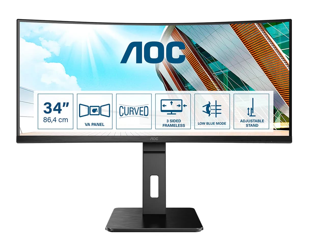 AOC CU34P2A 34" UWQHD, VA -kaareva näyttö – AOC