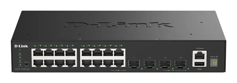 D-Link DGS-1530-20/E - Hallittava Ethernet-kytkin, Musta