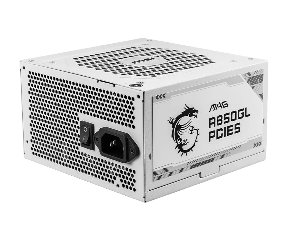 MSI MAG A850GL PCIE5 WHITE 850W -virtalähde, 80 Plus Gold – MSI