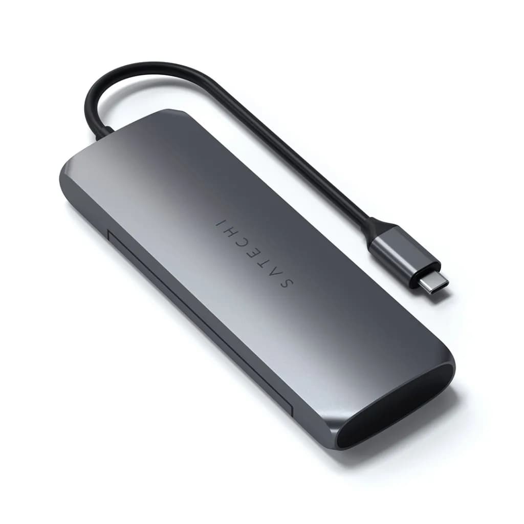 Satechi ST-UCHSEM USB-C Hybrid -multiport-sovitin M.2 SATA SSD -kotelolla, 1-paikkainen, USB 3.2 Gen 2, Space Grey