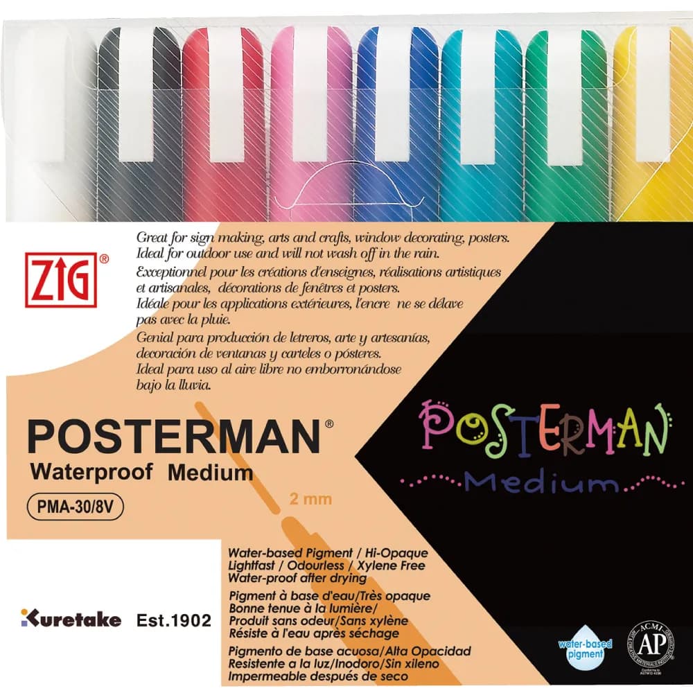 ZIG Posterman Medium 2mm 8/case – ZIG