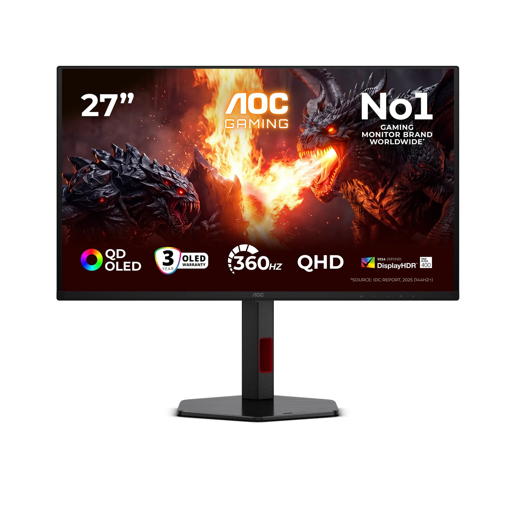 AOC Q27G4SDR 27" QHD, OLED 360Hz -pelinäyttö, USB hub – AOC