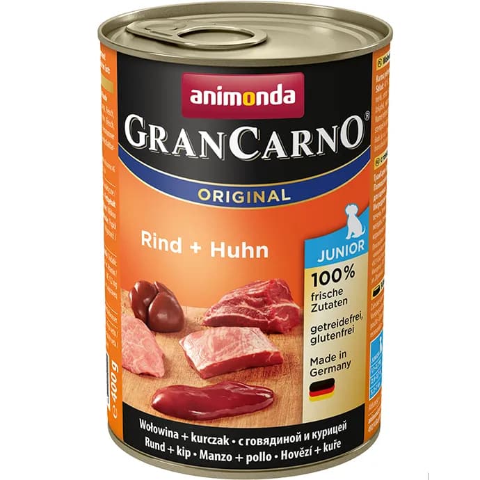 Animonda GranCarno Junior Beef and Chicken, Koiran märkäruoka, 400 g – Animonda
