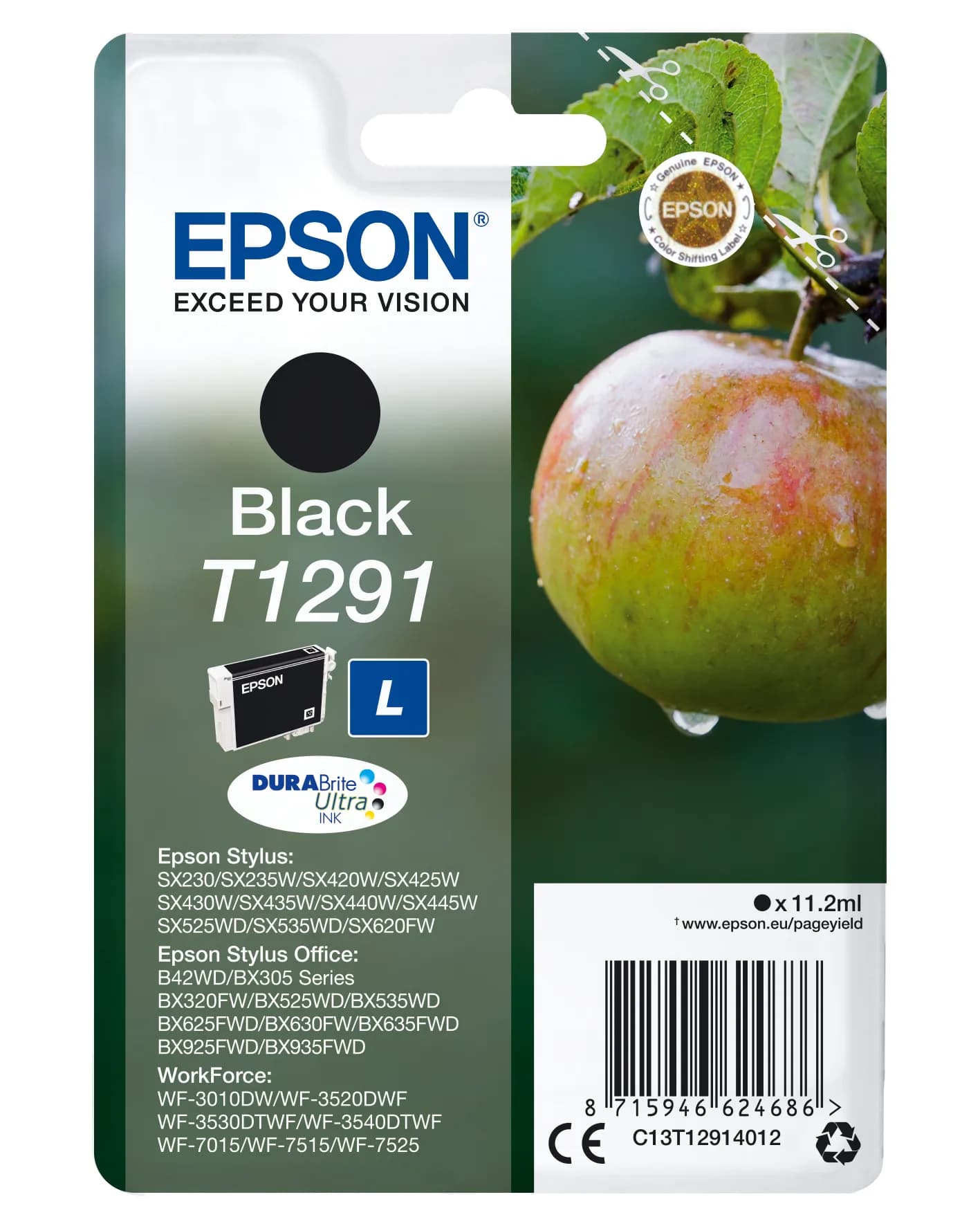 Epson T1291 XL -mustekasetti, 11.2 ml, musta