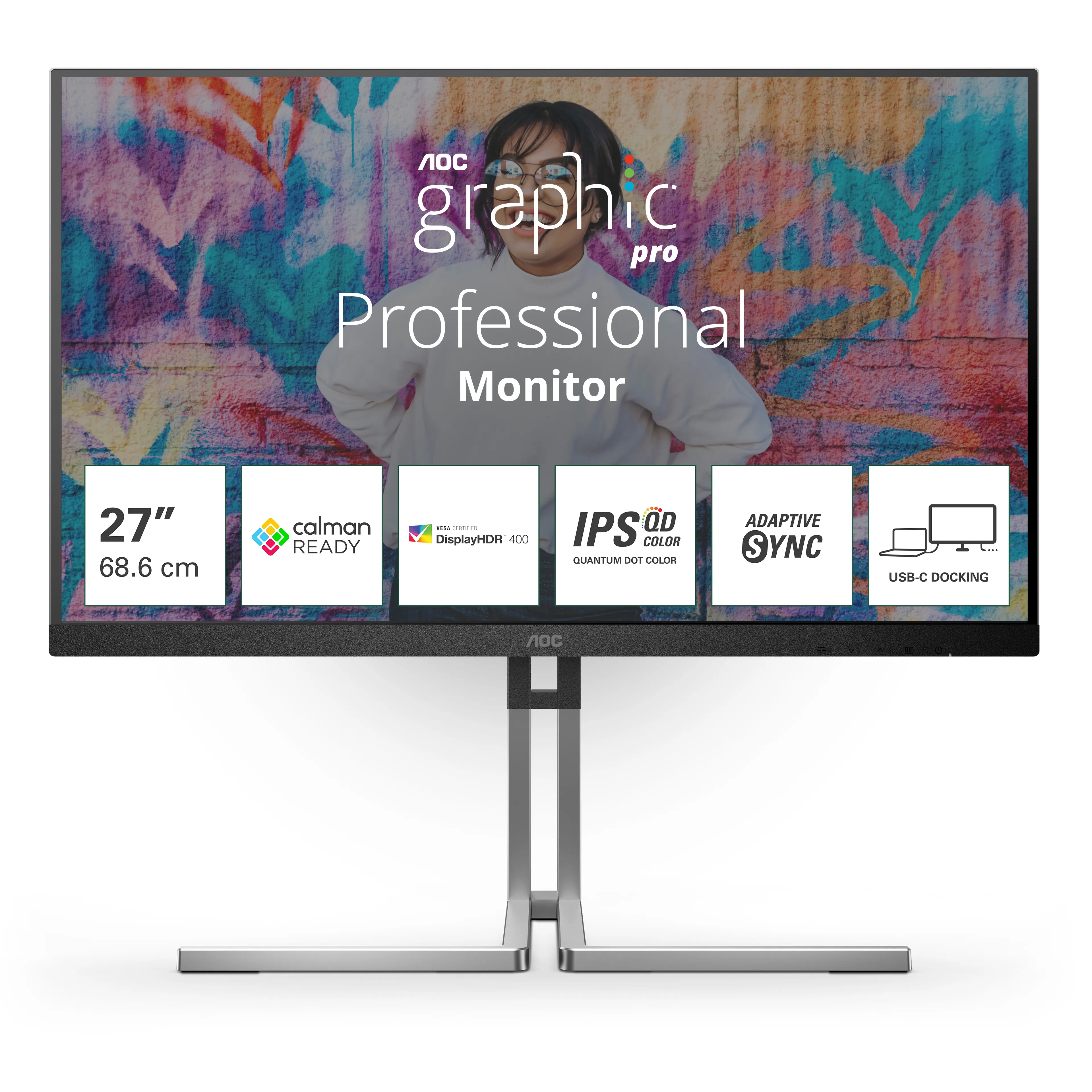 AOC Q27U3CV 27" QHD, IPS Quantum Dot -näyttö, USB-C hub – AOC