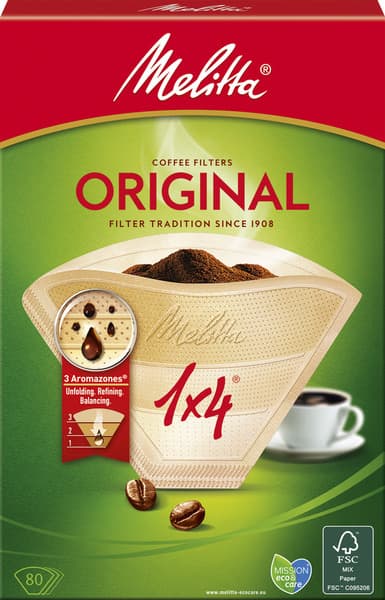 Melitta Original 1x4 -kahvisuodatin, valkaisematon, 18 x 80 kpl (1440 suodatinta)