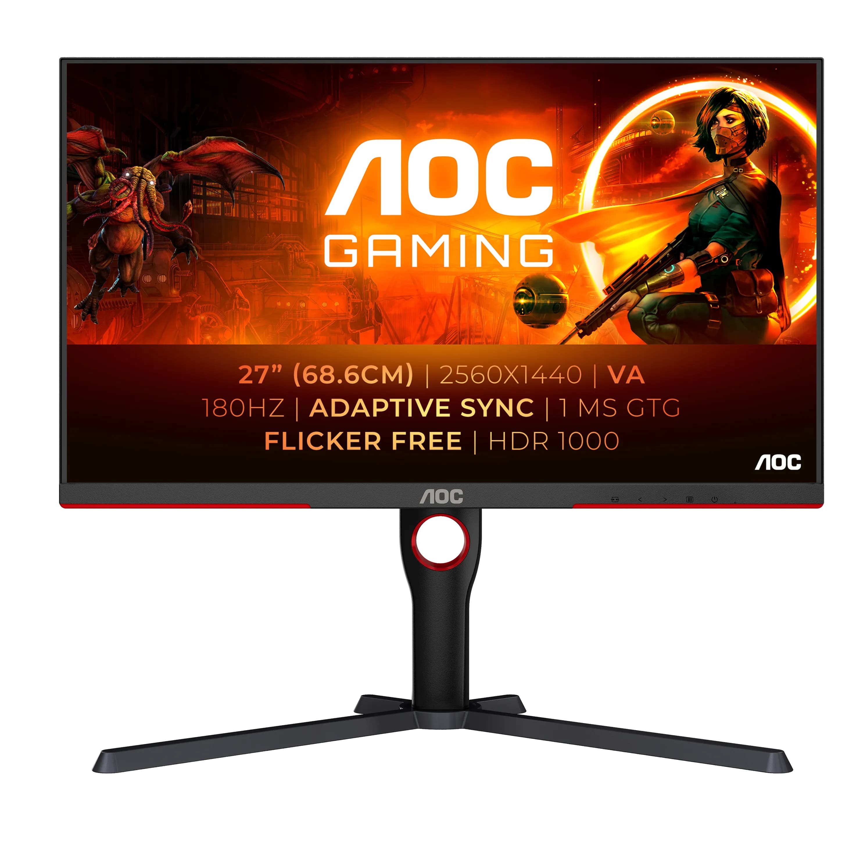 AOC Q27G3XMN/BK 27" QHD, VA -pelinäyttö, Mini LED – AOC