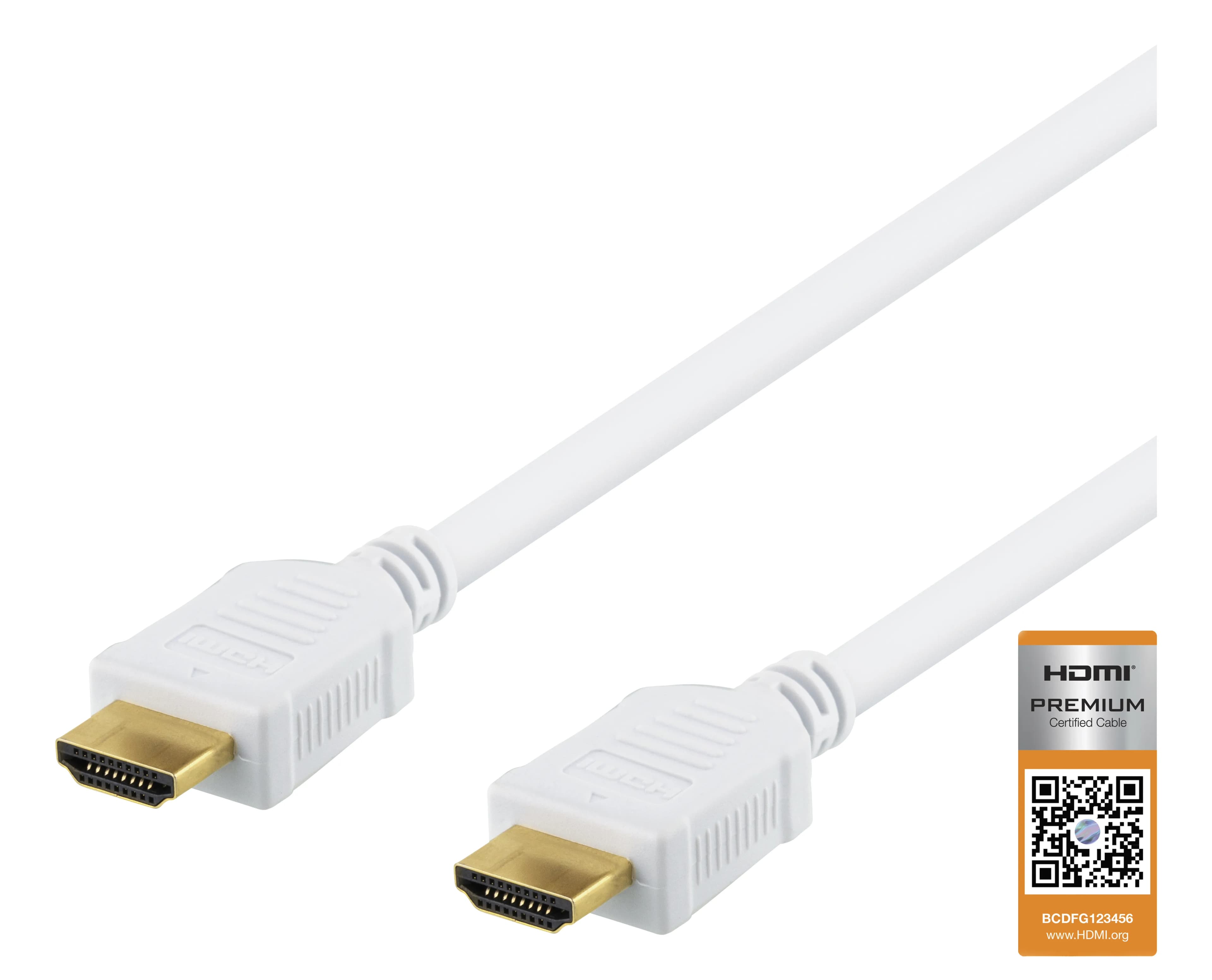 Deltaco HDMI 2.0 -kaapeli jossa Ethernet, 3 m, valkoinen
