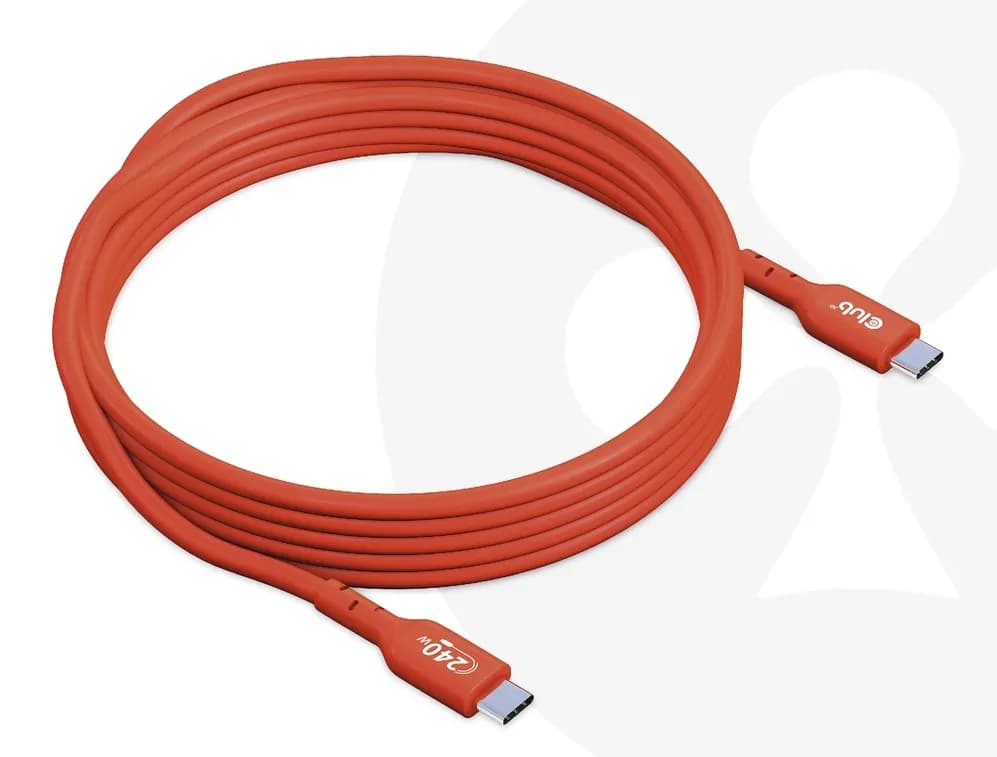 Club 3D CAC-1515 USB-C -kaapeli, 240 W, 4 m, punainen