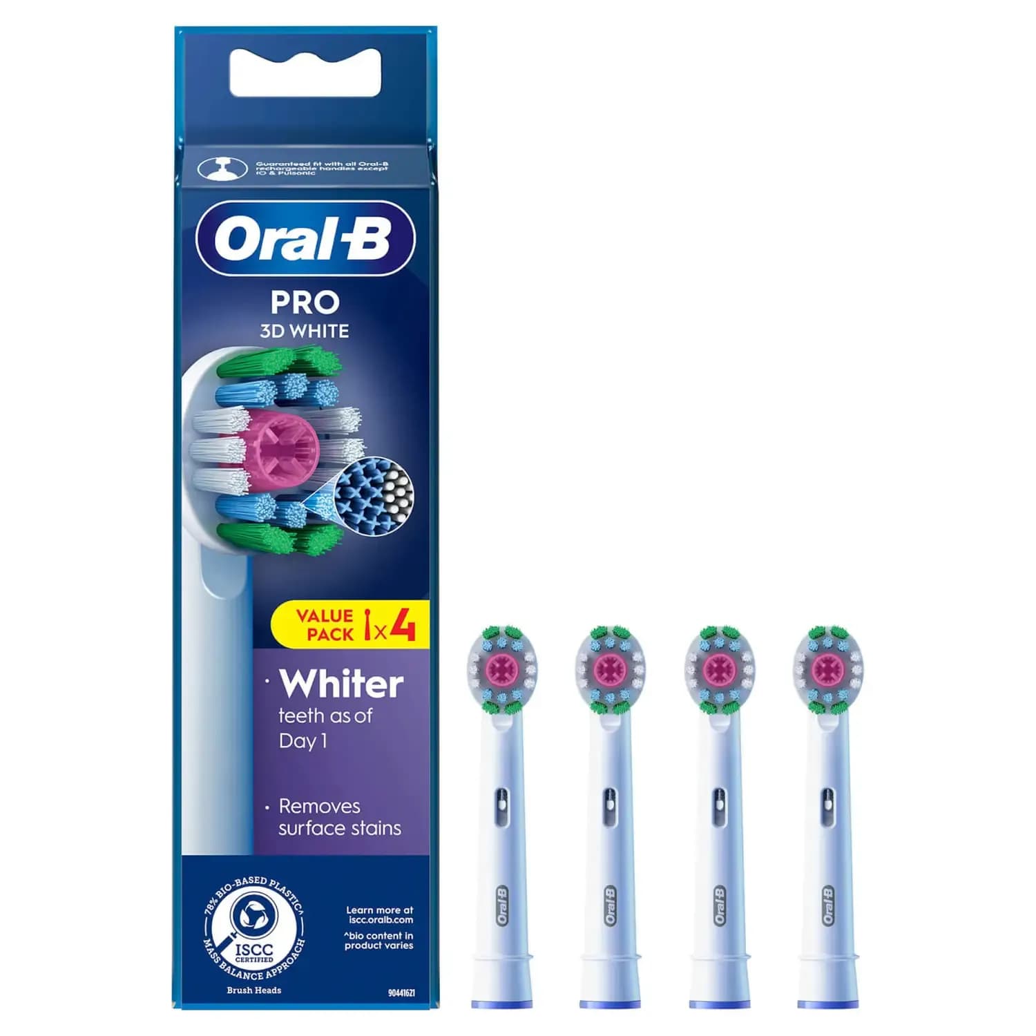 Oral-B 3D White 4 kpl -vaihtoharjaspäät, Valkoinen