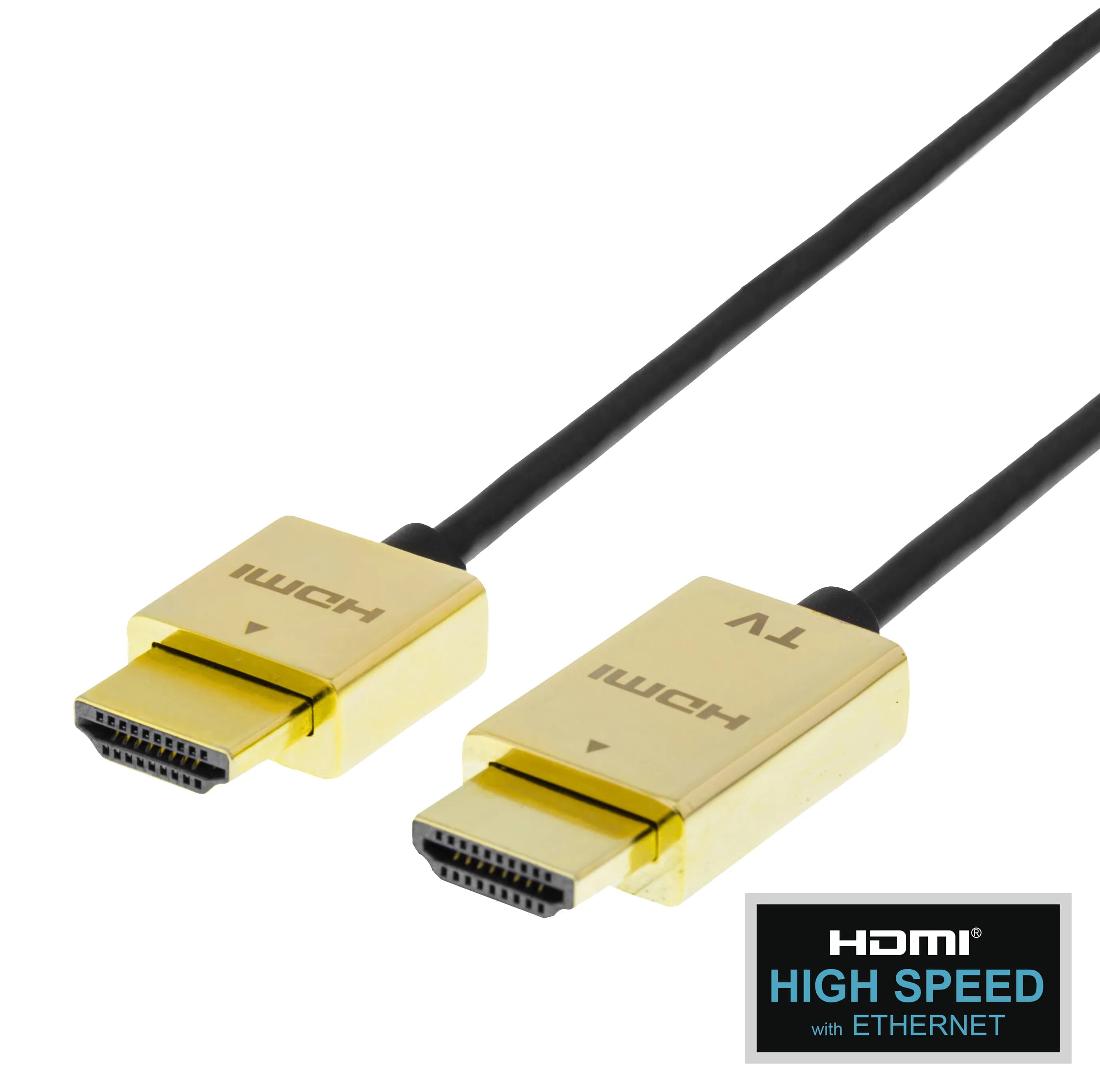 Deltaco HDMI 1.4 -kaapeli jossa Ethernet, 5 m, musta/kulta