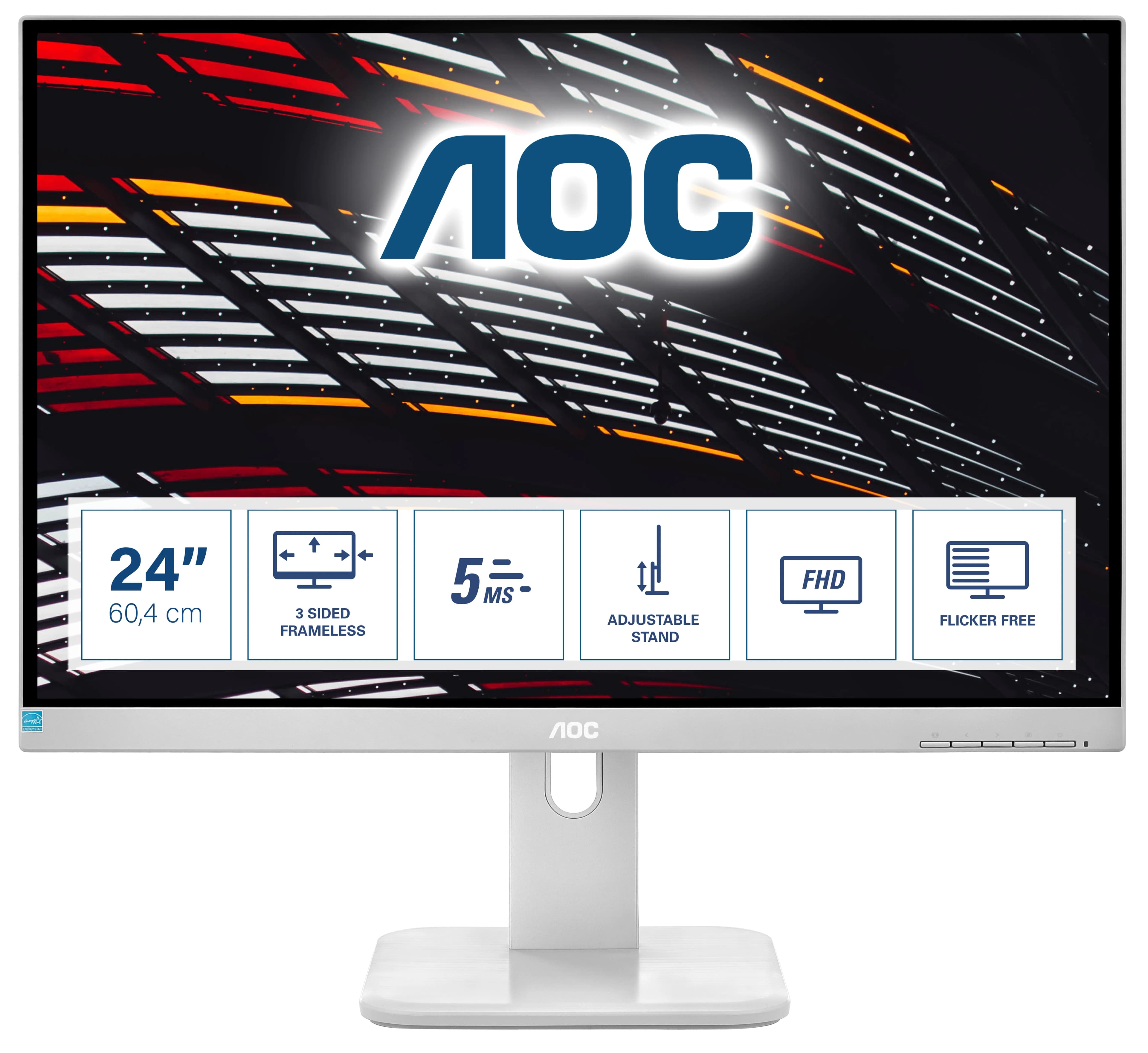 AOC 24P1/GR 23.8" Full HD, IPS -näyttö, USB hub – AOC