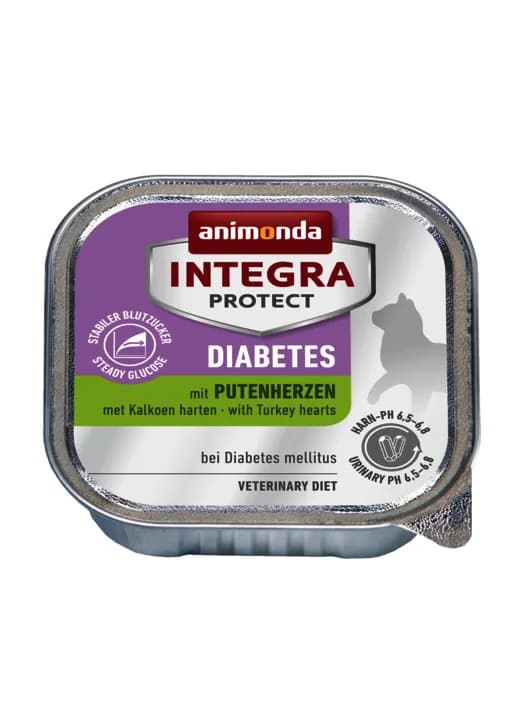 Animonda Integra Protect Diabetes Turkey Hearts, Kissan märkäruoka, Adult, 16 x 100 g – Animonda