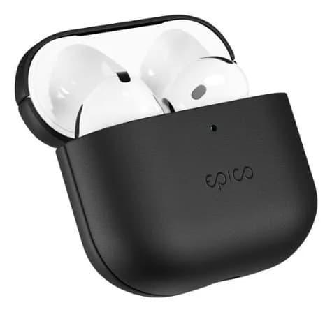 Epico Leather Case, AirPods (4th Gen) -suojakuori, Musta