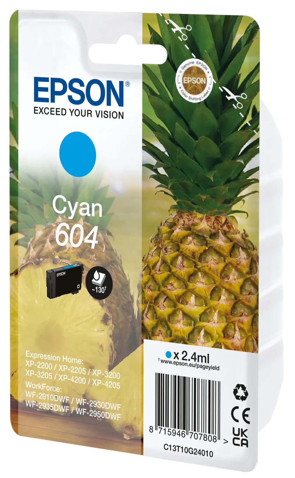 Epson 604 -mustekasetti, 2.4 ml, cyan