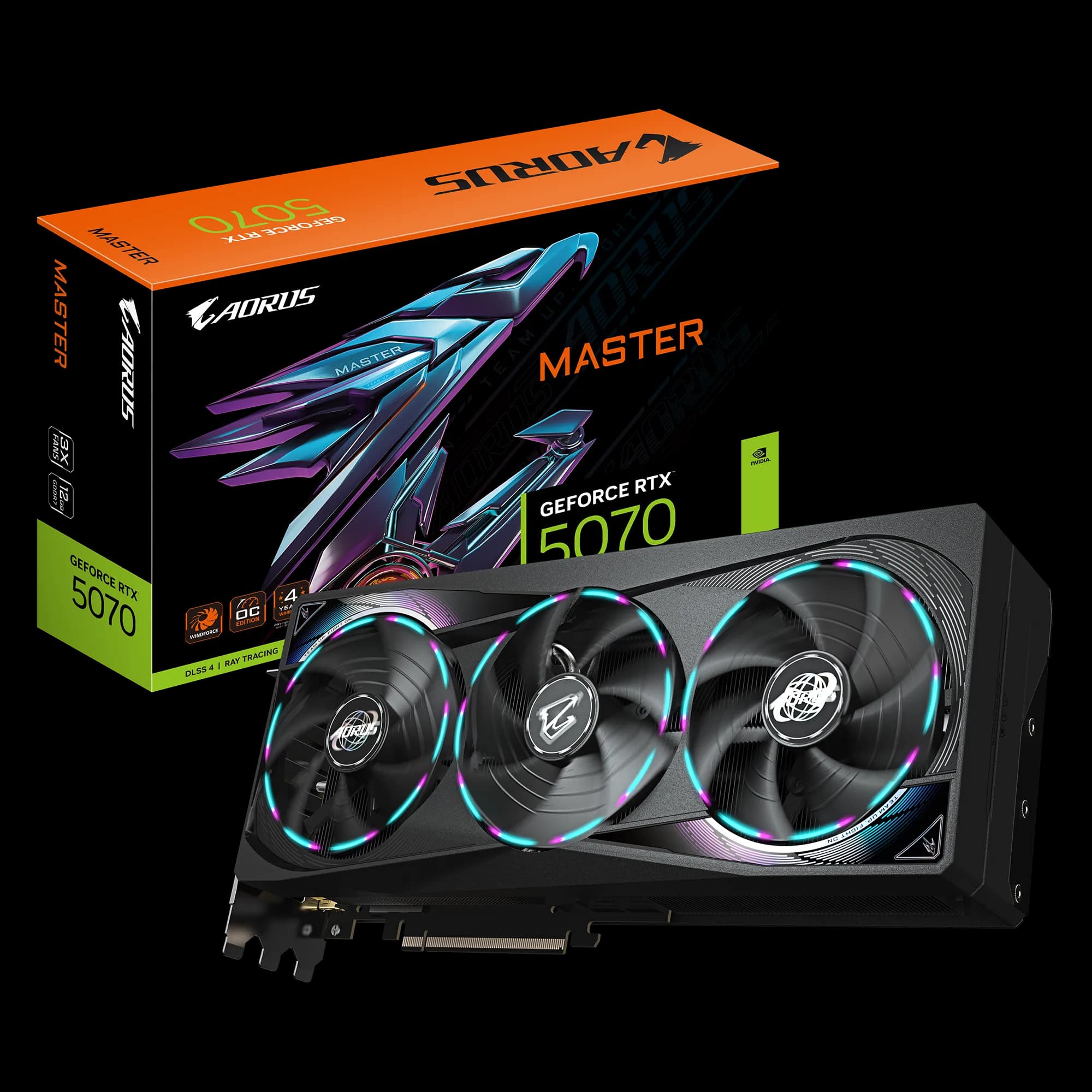Gigabyte GeForce RTX 5070 AORUS Master 12 Gt OC -näytönohjain – Gigabyte