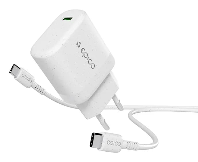 Epico Resolve 30W GaN Charger Bundle with 1.2m USB-C cable - white