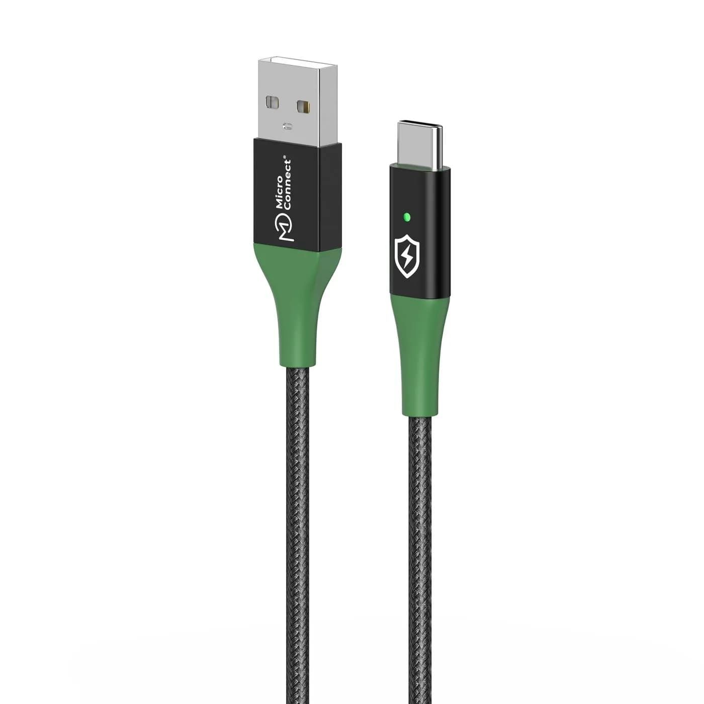 MicroConnect Smart Charge USB-A – USB-C -kaapeli, 2 m, musta/vihreä – Microconnect